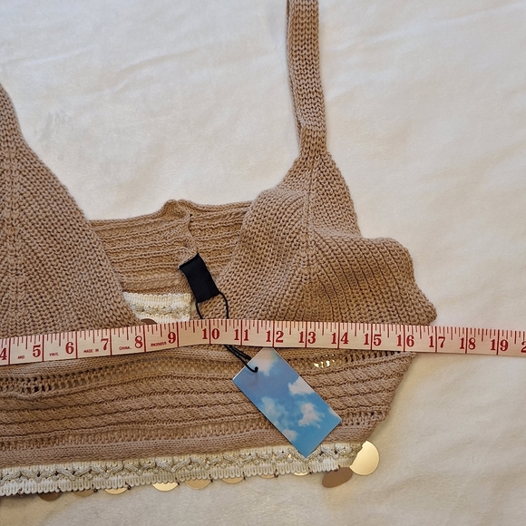 NWT- Cider Tan Knit Bralette with Gold Accents - Picture 9 of 11